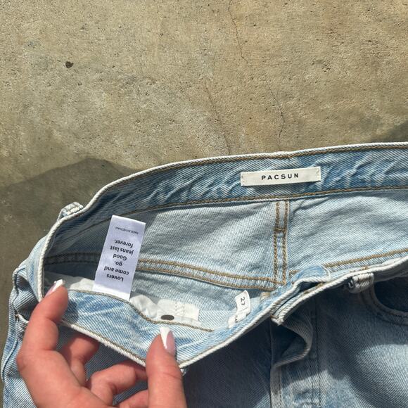 Pacsun Dad Jeans Women's Size 27 Light Blue Distressed Straight Cut Jeans - Picture 4 of 8